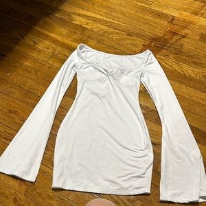 White body con long sleeve dress